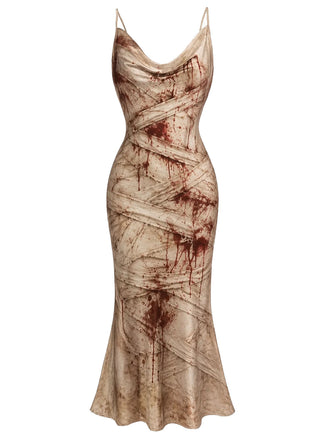 [Prévente] Robe jaune à bandages ensanglantés et col drapé années 1960