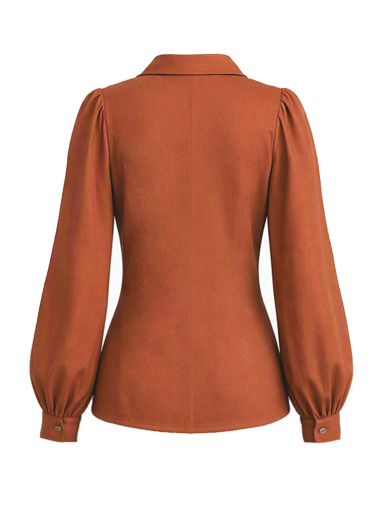 [Prévente] Blouse rouille à col pointu et manches évêque années 1930