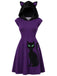 [Prévente] Robe violet profond à capuche avec oreilles de chat noir années 1960