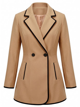 Veste kaki à empiècements camel et revers années 1940 - 1