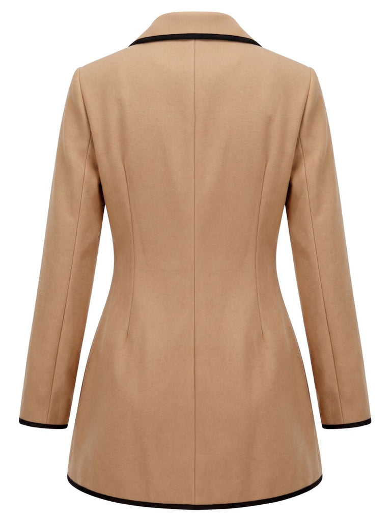 Veste kaki à empiècements camel et revers années 1940 - 2