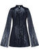 Robe à sequins, col montant, fente et manches évasées années 1930