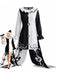 Robe de clown d’Halloween noire et blanche à col volanté années 1950
