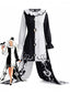 Robe de clown d’Halloween noire et blanche à col volanté années 1950