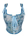 Top corset à imprimé peinture à l’huile, ruban et laçage années 1980