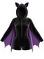 Combishort Violet d’Halloween ailes de chauve-souris en Velours à Capuche années 1960