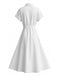 Robe chemise blanche à manches courtes, boutons et imprimé peinture à l’huile années 1950