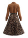 Robe chemise léopard plissée et ceinturée années 1950