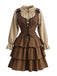 Ensemble costume de pirate médiéval à corset et volants étagés années 1980