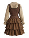 Ensemble costume de pirate médiéval à corset et volants étagés années 1980