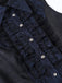 Blouse gothique bleu foncé en jacquard et dentelle à boutons années 1960