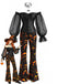 Ensemble 2 pièces gothique à corset transparent et pantalon citrouille années 1970
