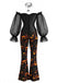 Ensemble 2 pièces gothique à corset transparent et pantalon citrouille années 1970