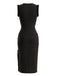 Robe midi noire à imprimé cachemire, col V, volants et fente années 1970 - 3