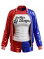 Ensemble de costume bouffon rouge et bleu lettres métallisées années 80