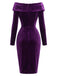 [Prévente] Robe moulante violette en velours à épaules dénudées Années 1960 - 4