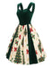 [Prévente] Robe verte en velours à imprimé sapins de Noël Années 1950 - 3