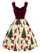[Prévente] Robe rouge velours motif sapin de Noël années 1950
