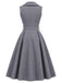 [Prévente] Robe évasée gris clair à col portefeuille et ceinture années 1950 - 4