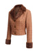 [Prévente] Veste courte marron à carreaux, col cranté et fausse fourrure Années 1940 - 3