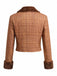 [Prévente] Veste courte marron à carreaux, col cranté et fausse fourrure Années 1940 - 4