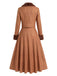 [Prévente] 2PCS Ensemble veste courte marron à carreaux, col cranté et fausse fourrure avec jupe Années 1940 - 4