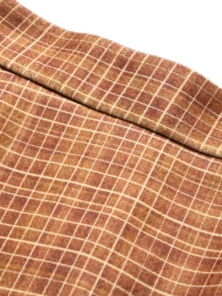 [Prévente] Jupe midi marron à carreaux, taille haute et poches Années 1940 - 5