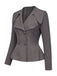 [Prévente] Top blazer gris foncé uni à col V et manches longues années 1940