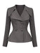 [Prévente] Top blazer gris foncé uni à col V et manches longues années 1940