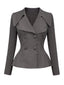 [Prévente] Haut blazer gris foncé uni col V et manches longues années 40