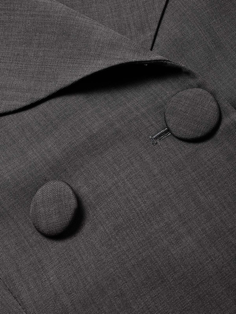 [Prévente] Top blazer gris foncé uni à col V et manches longues années 1940