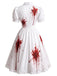 [Prévente] Robe blanche de cosplay infirmière à imprimé sang pour Halloween années 1950