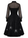 [Prévente] Robe noire d’Halloween en tulle transparent avec empiècement toile d’araignée années 1950