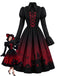 [Prévente] Robe gothique noire d’Halloween à chauves-souris, laçage et volants années 1950