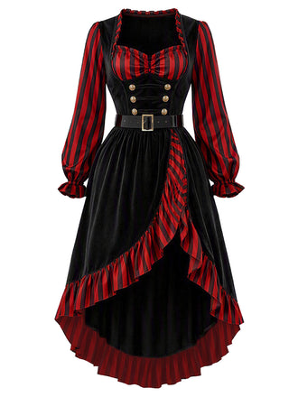 [Prévente] Robe de cosplay pirate d’Halloween à corset et ourlet volanté années 1960