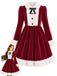 [Prévente] Robe rouge et blanche velours ornée d'un nœud et d'une bordure fourrure années 1950