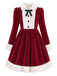 [Prévente] Robe rouge et blanche velours ornée d'un nœud et d'une bordure fourrure années 1950