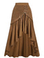 Jupe longue bohème daim lacets et coupe asymétrique courte devant longue derrière années 70