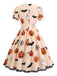 Robe d’Halloween beige à col carré et ourlet en dentelle années 1950