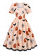 Robe d’Halloween beige à col carré et ourlet en dentelle années 1950