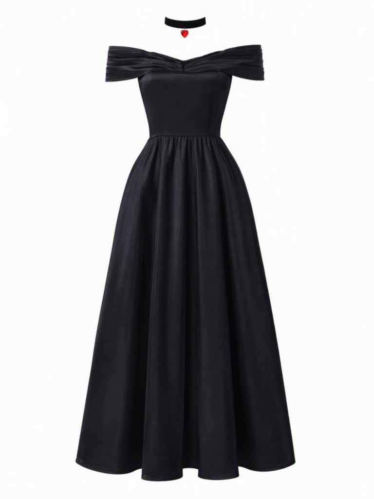 Robe longue noire de reine Joker à épaules dénudées pour Halloween Années 1970 - 2