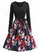 Robe évasée d’Halloween à imprimé et col pétale avec ceinture années 1950