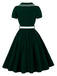 Robe évasée en dentelle fleurie brodée à col Claudine superposé années 1950 - 6