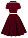 Robe évasée en dentelle fleurie brodée à col Claudine superposé années 1950 - 4