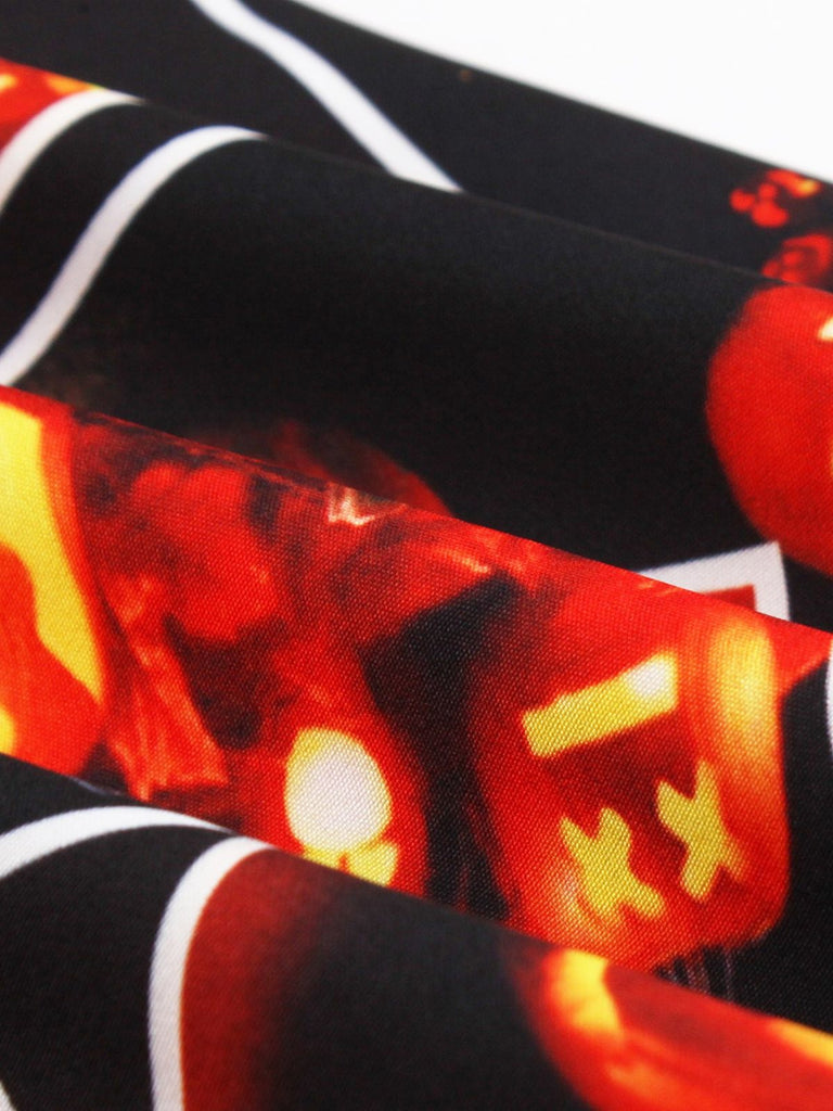 Robe contrastée d’Halloween en dentelle, sans manches et ceinturée années 1950