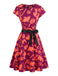 Robe évasée d’Halloween à citrouilles et hiboux avec ceinture années 1950