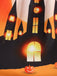 Robe évasée Halloween à citrouilles, chauves-souris et nœud à l’encolure années 1950 - 12
