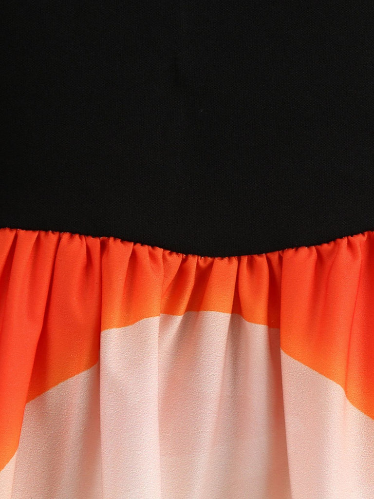 Robe évasée Halloween à citrouilles, chauves-souris et nœud à l’encolure années 1950 - 13