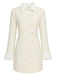 Robe courte beige ajustée à poignets plissés et boutons années 1960 - 1