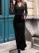 Robe fourreau noire en velours et dentelle, col V années 1930 - 4